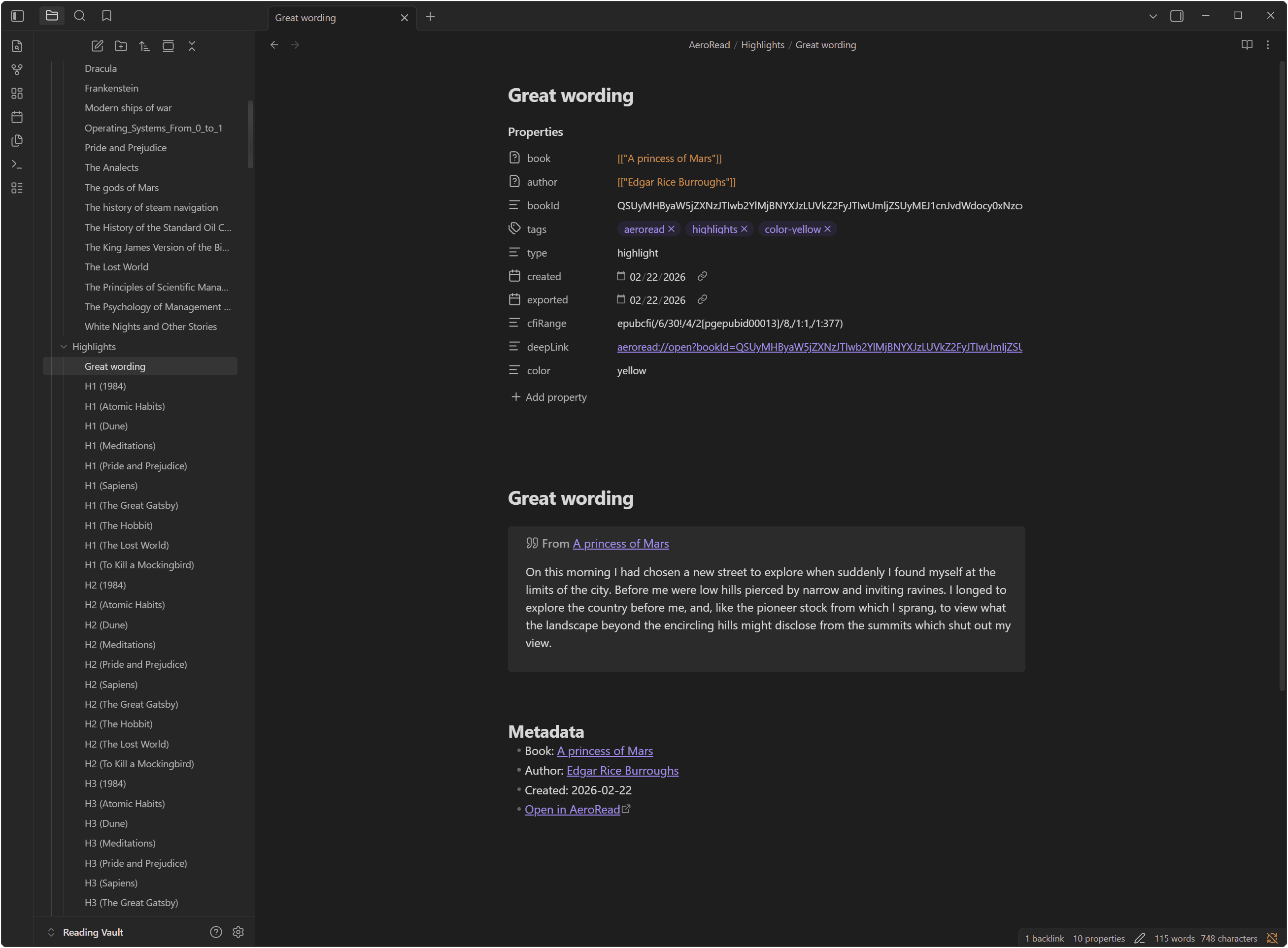 Obsidian Single Highlight